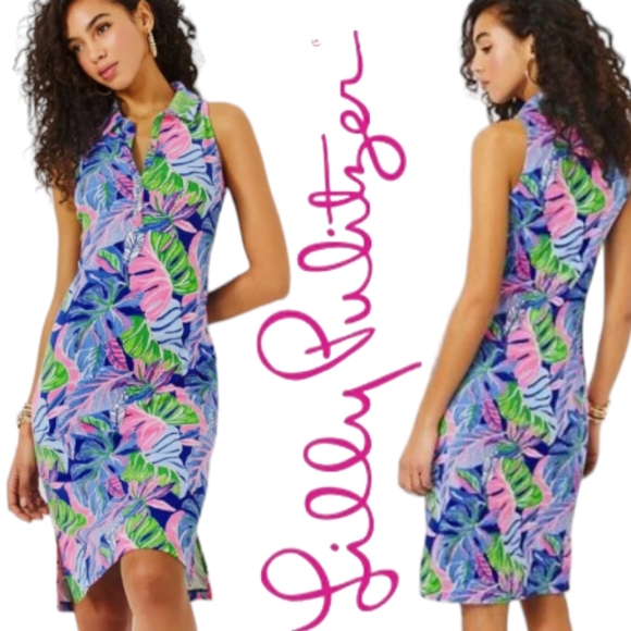 Lilly Pulitzer Dresses & Skirts - Lilly Pulitzer Reema Polo Dress  in Blue Grotto Belief In Yourself Print Sz Med